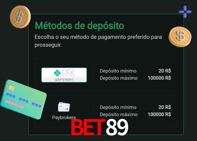 O cassino Bet89 oferece uma grande variedade de métodos de pagamento